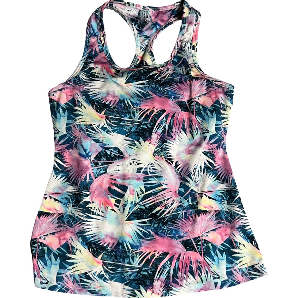 Tennis SET: Eleven by Venus Tropical Print Tank racer back top and white skirt